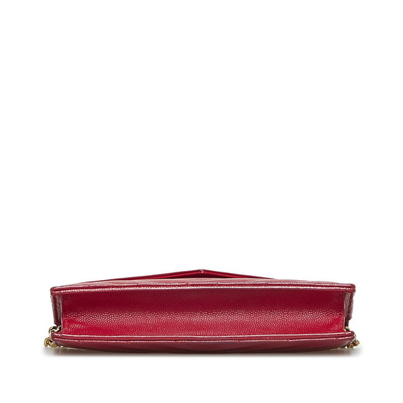 Saint Laurent Chain Wallet Shoulder Bag Leather Red - Picture 7 of 7